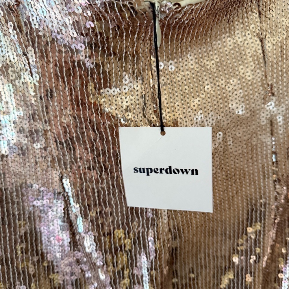 Superdown cicely mini dress One-Shoulder Sequin rose gold Revolve NWT M - Picture 6 of 9